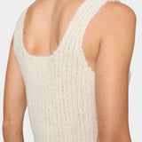 Atelier Delphine super crop sweater tank in cream angled back view showing wide straps and textured knit