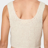 Atelier Delphine super crop sweater tank in cream back view showing deep scoop back and fuzzy knit texture
