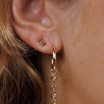 Earrings - YUCCA, coffee colored baguette CZ stud earrings with gold plating and sterling silver posts.