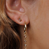 Earrings - YUCCA, coffee colored baguette CZ stud earrings with gold plating and sterling silver posts.
