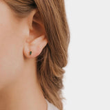 Earrings - YUCCA, emerald colored baguette stud earrings with gold plating and sterling silver posts.