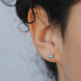 Earrings - YUCCA, turquoise baguette stud earrings with gold plating and sterling silver posts, minimalist jewelry.