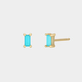 Earrings - YUCCA, turquoise baguette stud earrings with gold plating and sterling silver posts, minimalist jewelry.