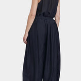 Black Crane Akari pants faded black back view elastic waistband volume shape
