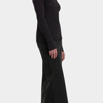 Black Crane Bias Skirt Black three quarter view showing fluid maxi length fit