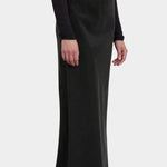 Black Crane Bias Skirt Black three quarter view showing fluid maxi length fit