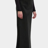 Black Crane Bias Skirt Black three quarter view showing fluid maxi length fit