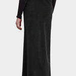 Black Crane Bias Skirt Black back view showing elastic waist and fluid drape