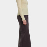 Black Crane Bias Skirt Dark Plum side profile showing bias cut and full length fit