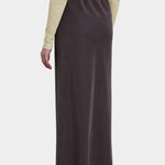 Black Crane Bias Skirt Dark Plum back view showing clean bias cut silhouette