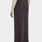 Black Crane Bias Skirt Dark Plum back view showing clean bias cut silhouette