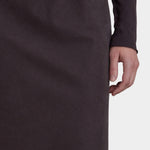 Black Crane Bias Skirt Dark Plum close up showing fluid fabric and bias cut drape