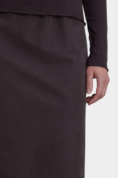 Black Crane Bias Skirt Dark Plum close up showing fluid fabric and bias cut drape