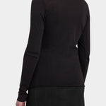 Black Crane Boat Neck Long Sleeve Black back view showing wide boat neckline and fitted long sleeves