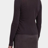 Black Crane Boat Neck Long Sleeve Dark Plum back view showing slim fit and long sleeves