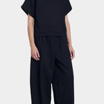 Black Crane boxed top midnight matching set relaxed fit top and wide pants