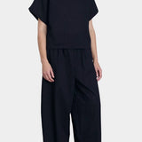 Black Crane boxed top midnight matching set relaxed fit top and wide pants