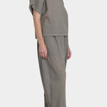 Black Crane boxed top p grey angled view cropped length relaxed silhouette