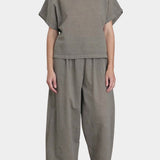 Black Crane boxed top p grey matching set relaxed fit top and wide pants