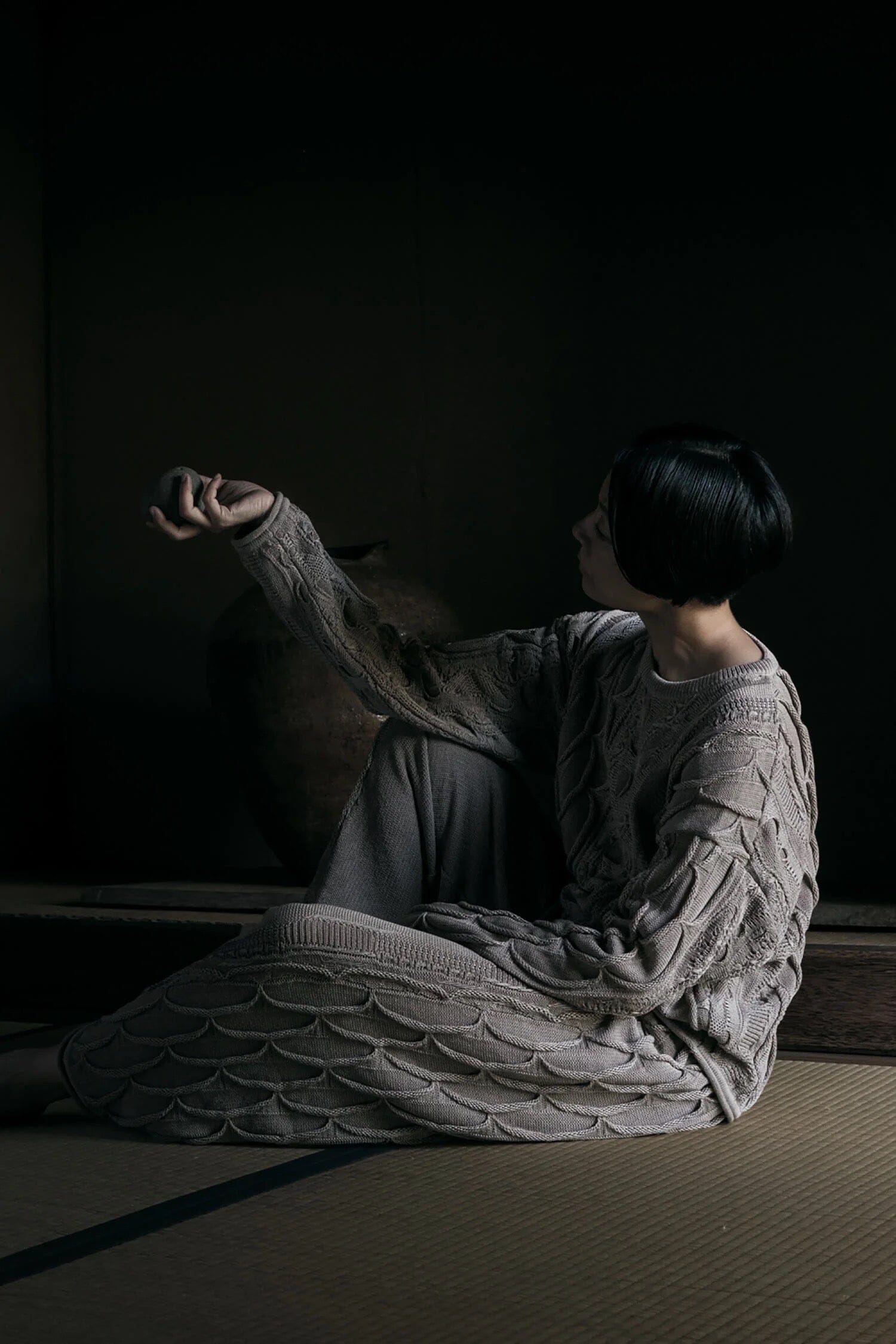 Black Crane - Cable Knit Pants - Taupe - Pants - YUCCA, women’s elevated pants, clothing boutiques near me.