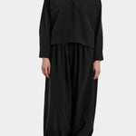 Black Crane Cropped Long Sleeve Black styled with matching pants, full length front view