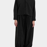 Black Crane Cropped Long Sleeve Black styled with matching pants, full length front view