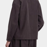 Black Crane Dark Plum button shirt back view