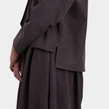 Black Crane Dark Plum shirt side slit and fabric detail