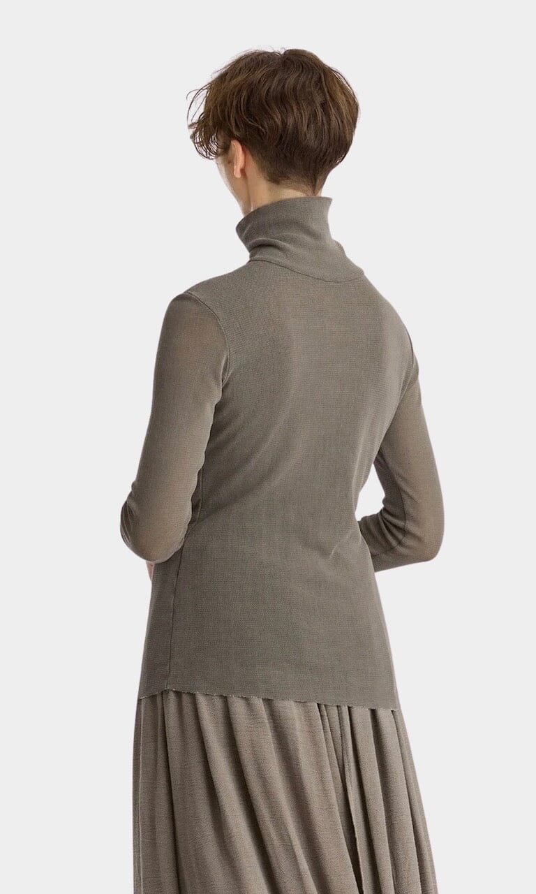 Black Crane - Double Mesh Turtleneck - Dark Stone - Shirts & Tops - YUCCA, Yucca store Denver, women’s high quality tops.