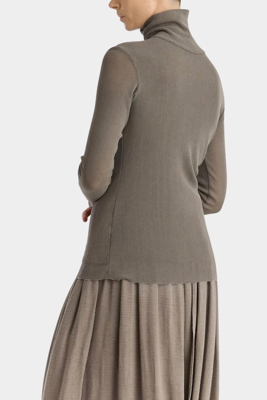 Black Crane - Double Mesh Turtleneck - Dark Stone - Shirts & Tops - YUCCA, Yucca store Denver, women’s high quality tops.