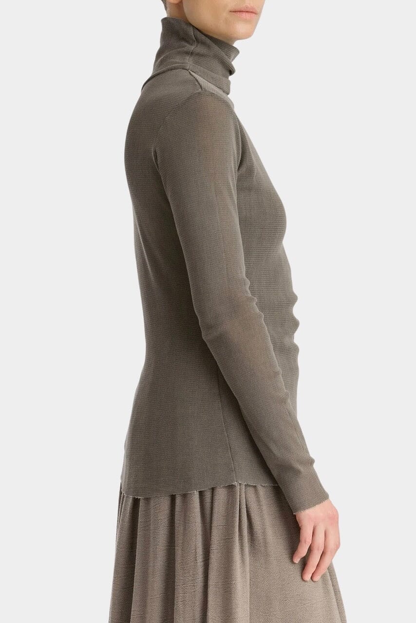 Black Crane - Double Mesh Turtleneck - Dark Stone - Shirts & Tops - YUCCA, Yucca store Denver, women’s high quality tops.