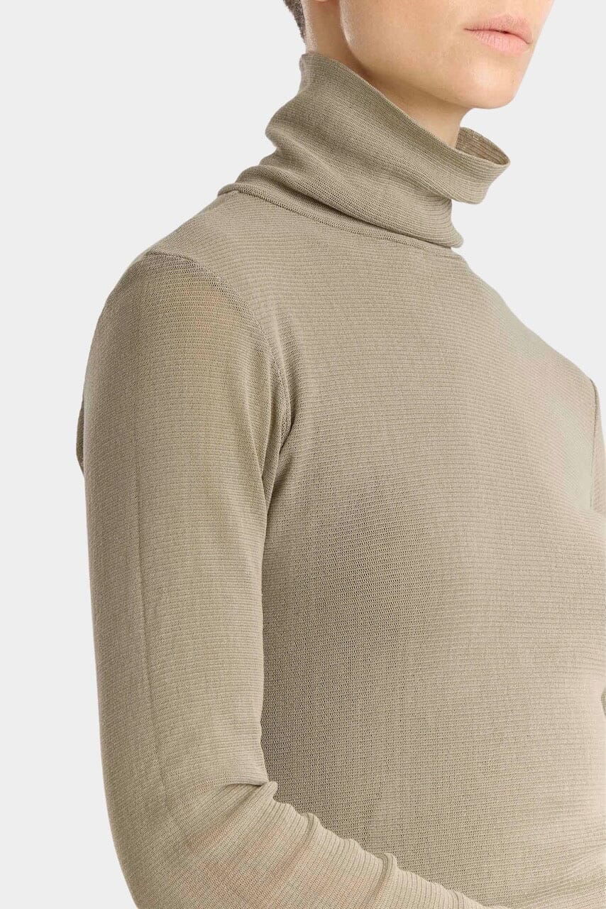 Black Crane - Double Mesh Turtleneck - Limestone - Shirts & Tops - YUCCA boutiques near me, women’s high quality tops.