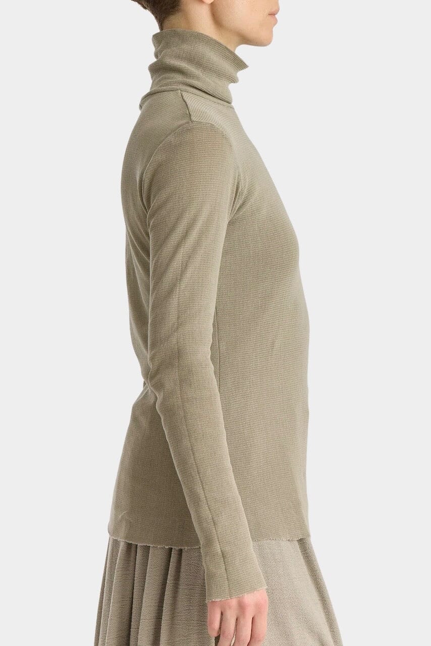 Black Crane - Double Mesh Turtleneck - Limestone - Shirts & Tops - YUCCA boutiques near me, women’s high quality tops.