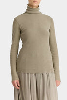 Black Crane | Double Mesh Turtleneck In Limestone - SHOP YUCCA Shirts & Tops BLACK CRANE - YUCCA 
