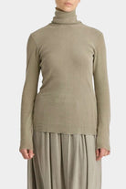 Black Crane | Double Mesh Turtleneck In Limestone - SHOP YUCCA Shirts & Tops BLACK CRANE - YUCCA 