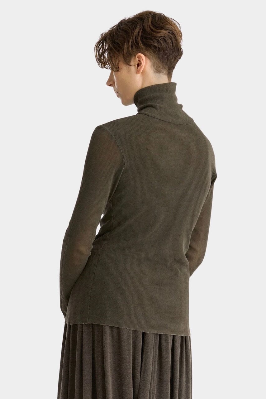 Black Crane - Double Mesh Turtleneck - Slate - Shirts & Tops - YUCCA, Yucca store Denver, women’s high quality tops.