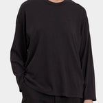 Black Crane Loose Fit Long Sleeve Black front view showing relaxed crewneck silhouette at YUCCA Denver