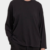 Black Crane Loose Fit Long Sleeve Black front view showing relaxed crewneck silhouette at YUCCA Denver