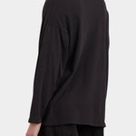Black Crane Loose Fit Long Sleeve Black back three quarter view showing dropped shoulder construction