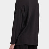 Black Crane Loose Fit Long Sleeve Black back three quarter view showing dropped shoulder construction