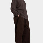 Black Crane Loose Fit Long Sleeve Dk. Cacao side view showing oversized silhouette and soft drape