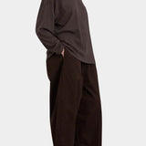 Black Crane Loose Fit Long Sleeve Dk. Cacao side view showing oversized silhouette and soft drape
