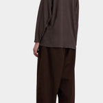 Black Crane Loose Fit Long Sleeve Dk. Cacao back view showing relaxed fit and dropped shoulders