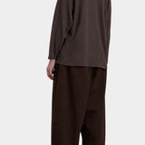 Black Crane Loose Fit Long Sleeve Dk. Cacao back view showing relaxed fit and dropped shoulders