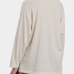 Black Crane Loose Fit Long Sleeve White back view showing dropped shoulders and relaxed fit