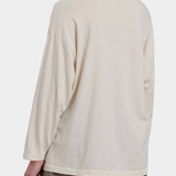 Black Crane Loose Fit Long Sleeve White back view showing dropped shoulders and relaxed fit