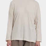 Black Crane Loose Fit Long Sleeve White front view showing relaxed fit and dropped shoulders