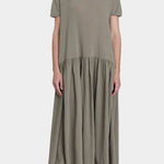 black crane new easy dress cement cotton gauze front view dropped waist gathered skirt