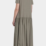 black crane new easy dress cement cotton gauze back view relaxed fit short sleeve