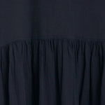 black crane new easy dress sumi black cotton gauze detail gathered waist seam texture
